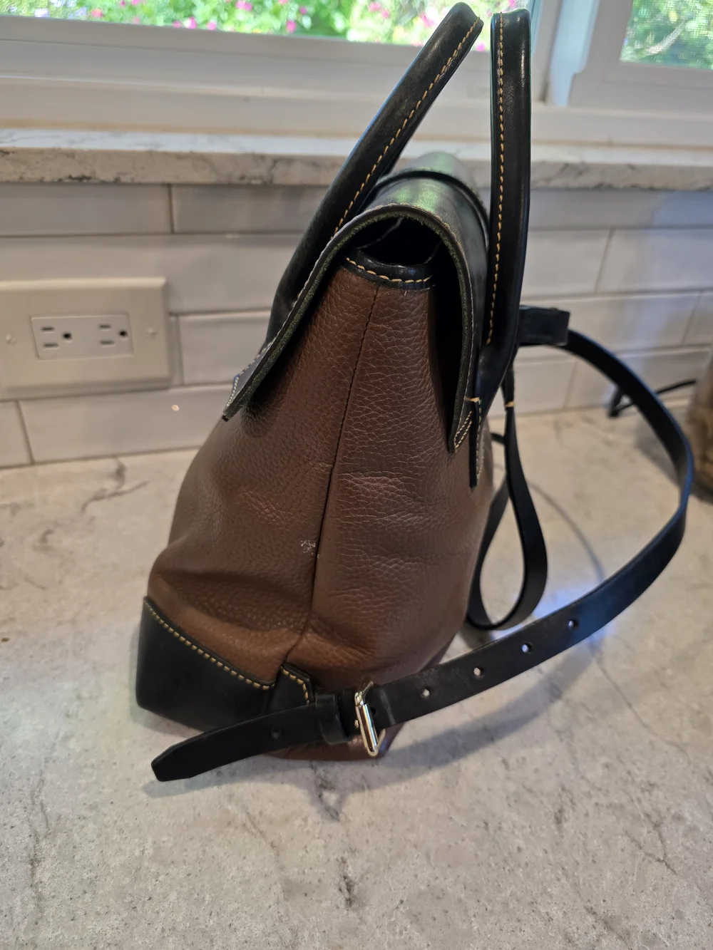 Dooney & Bourke Brown and Dark Brown Leather Backpack